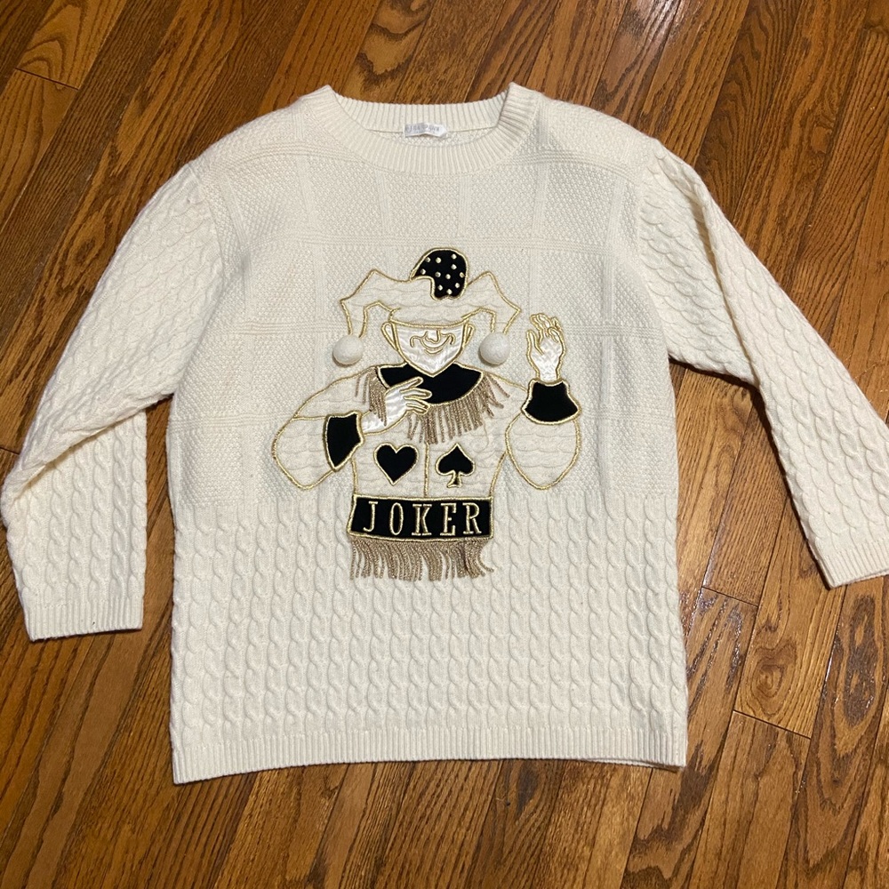 Vintage AMAZING Joker Ugly Sweater Shoulder Pads  😍